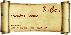 Kárpáti Csaba névjegykártya